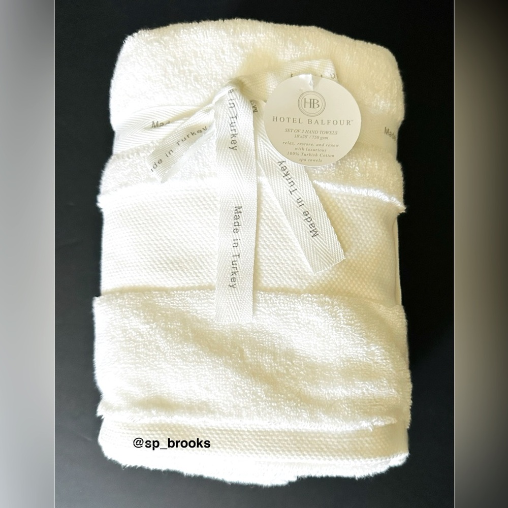 🎁2PC Hotel Balfour Hand Towels -White 750 gsm Cotton Hand Towels -Made in Turkey